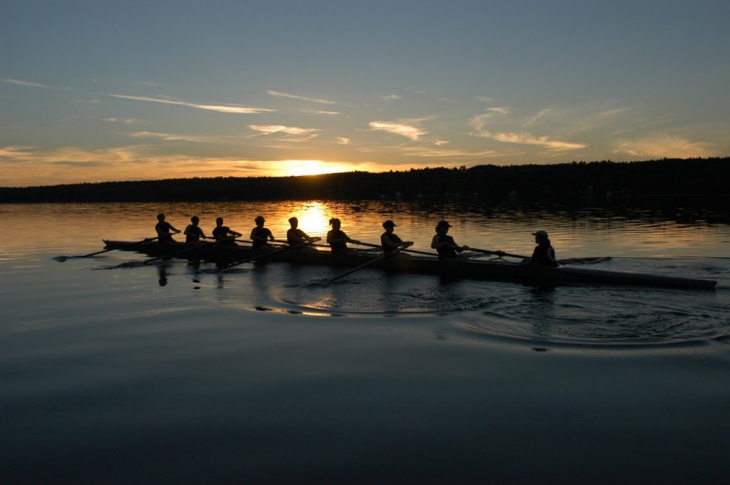 Juniors' team rowing on beautiful Lac De Vassivière